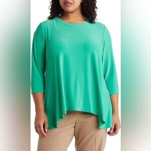 Anne Klein women Top Plus size 1X green stretch 3/4 Sleeves NWT
